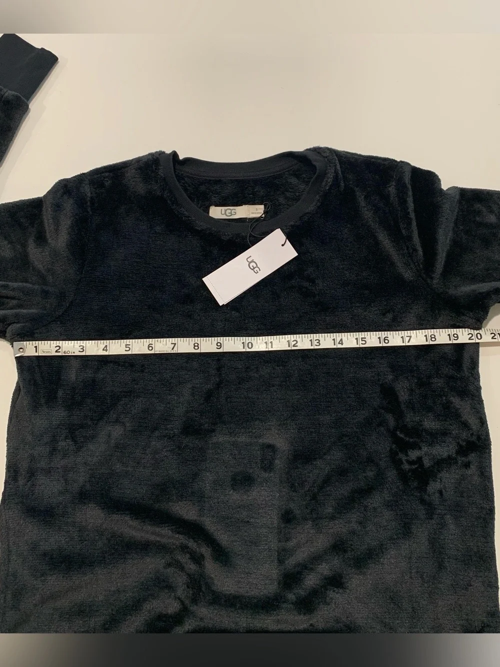 UGG Black Plush Fleece High Pile Dbl Face Crewneck Long Sleeve Top Sweatshirt, S - Picture 5 of 9
